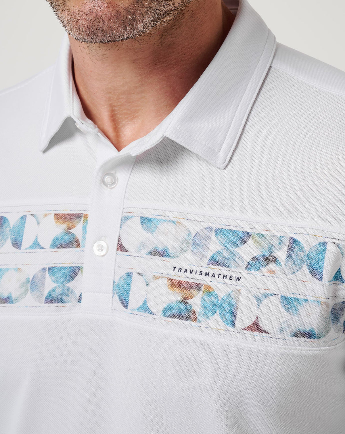 Good Good Chest Stripe Polo White | Travis Mathew