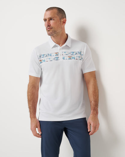 Good Good Chest Stripe Polo White | Travis Mathew