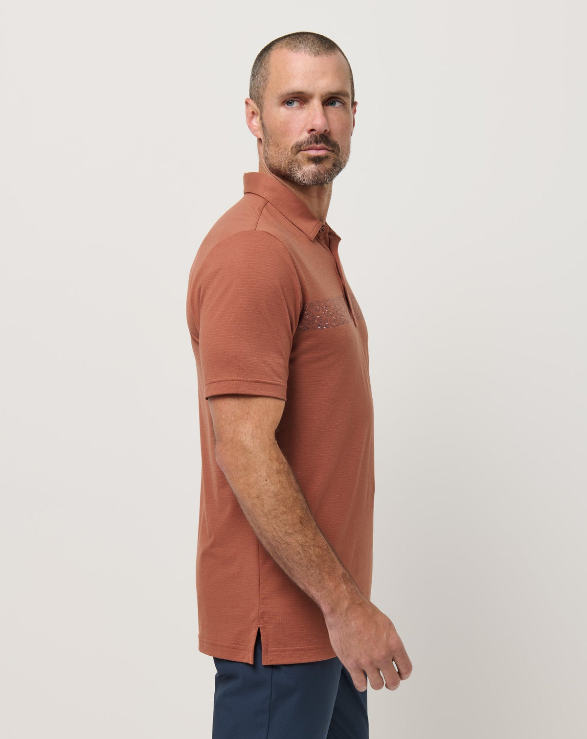 The Heater Chest Stripe Polo Maple | Travis Mathew