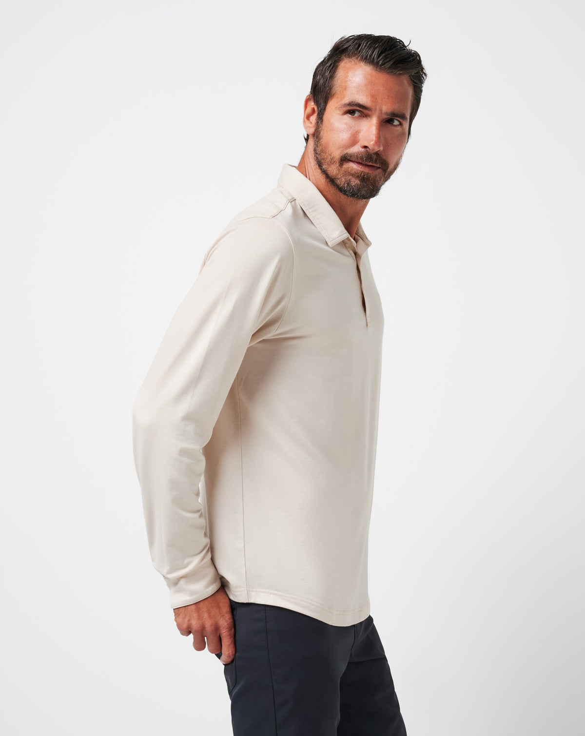 Featherweight Long Sleeve Polo Italian Sand | Travis Mathew