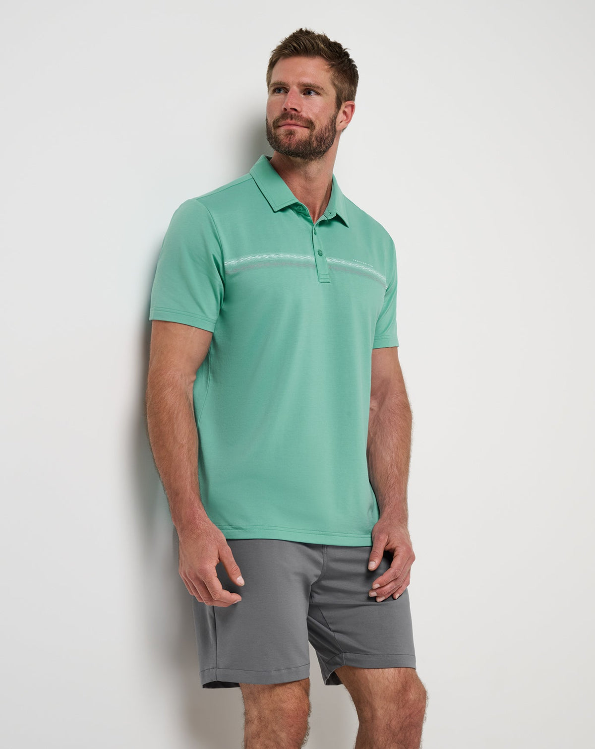Featherweight Chest Stripe Polo Wasabi | Travis Mathew