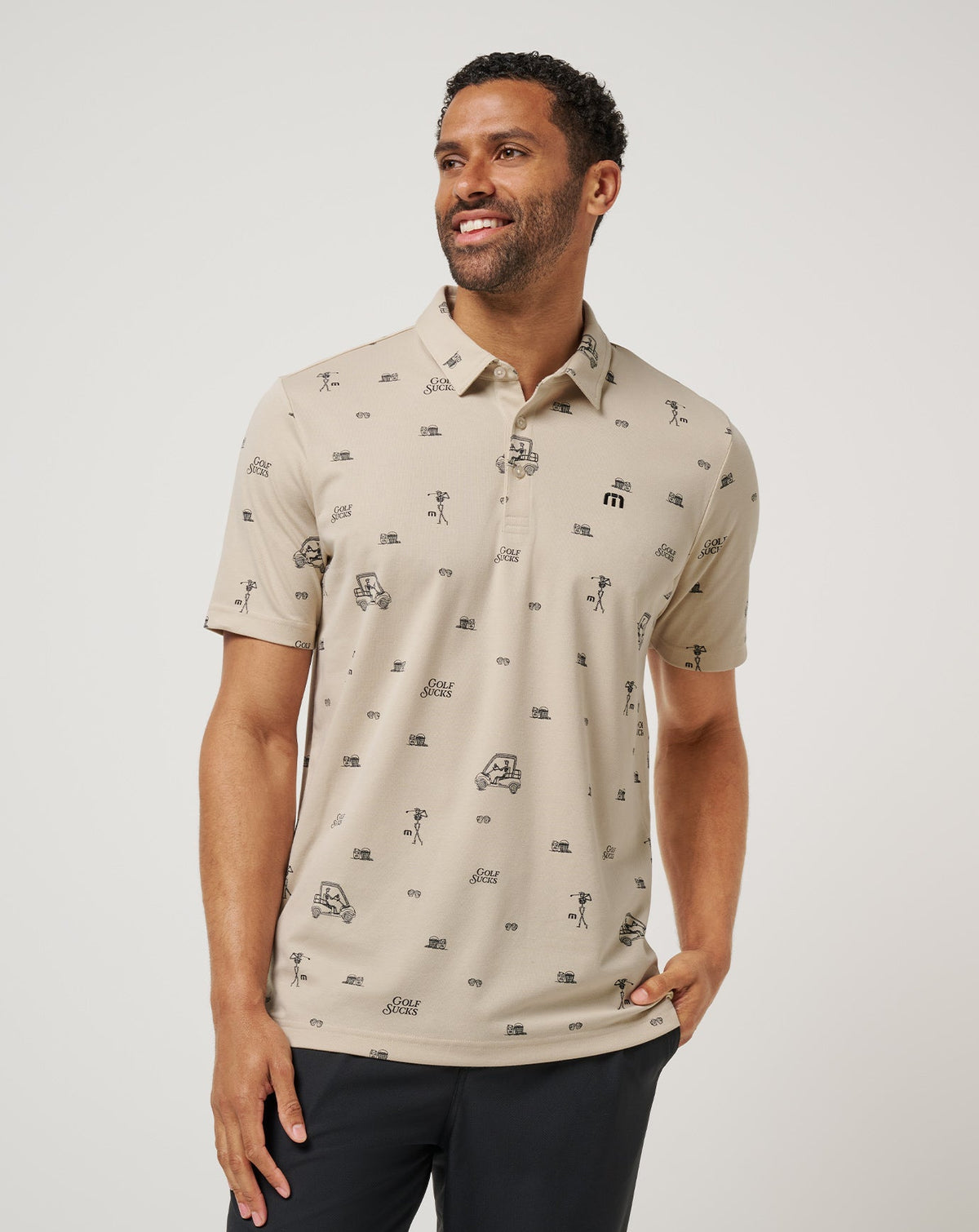 Golf Sucks Polo Italian Sand | Travis Mathew