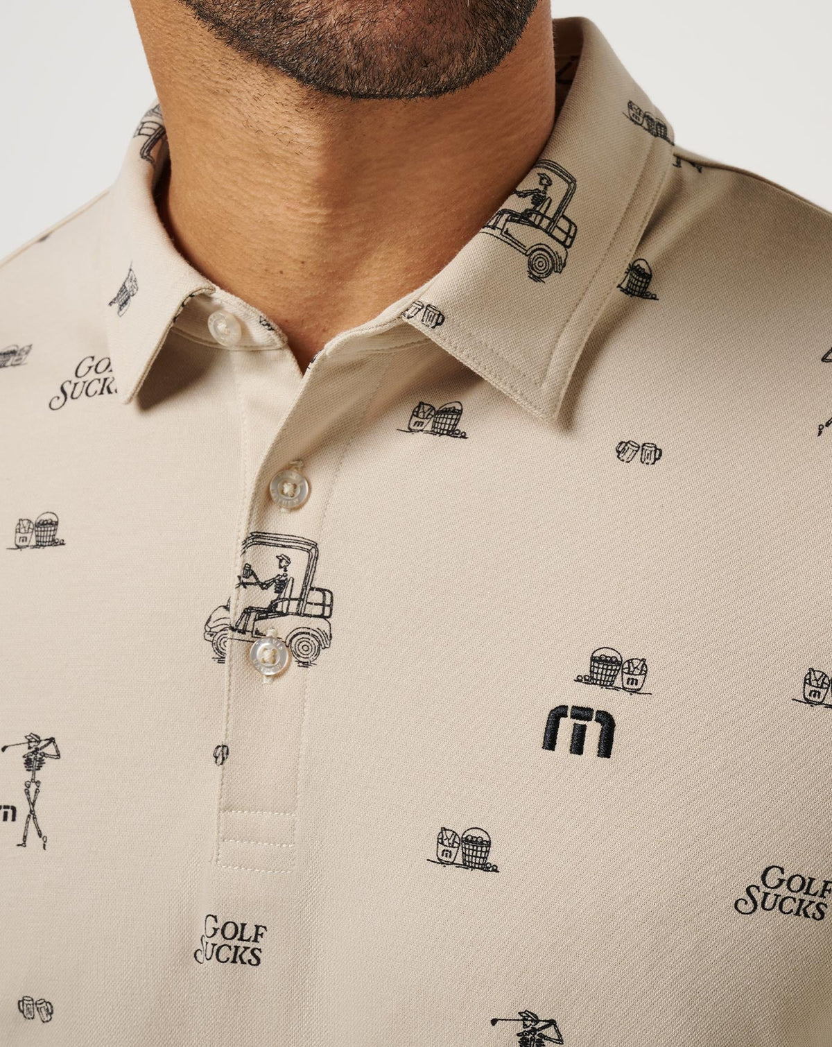 Golf Sucks Polo Italian Sand | Travis Mathew