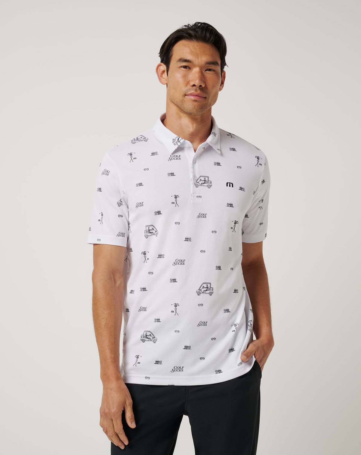 Golf Sucks Polo White | Travis Mathew