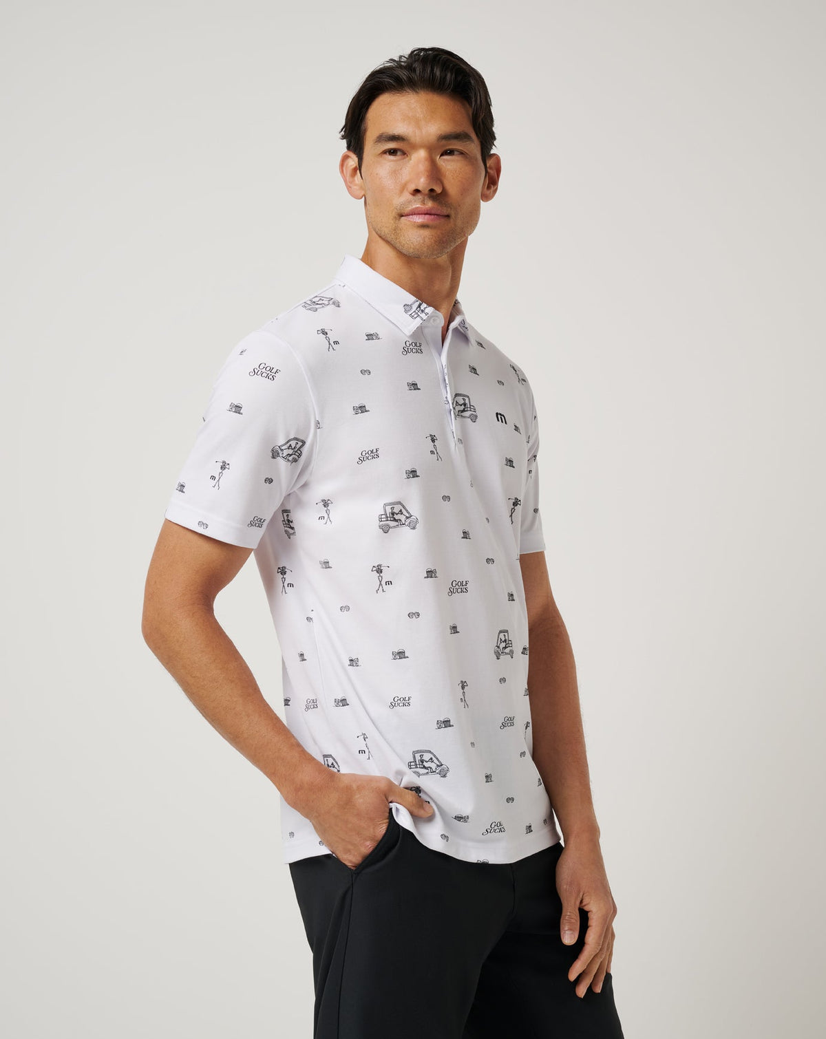 Golf Sucks Polo White | Travis Mathew