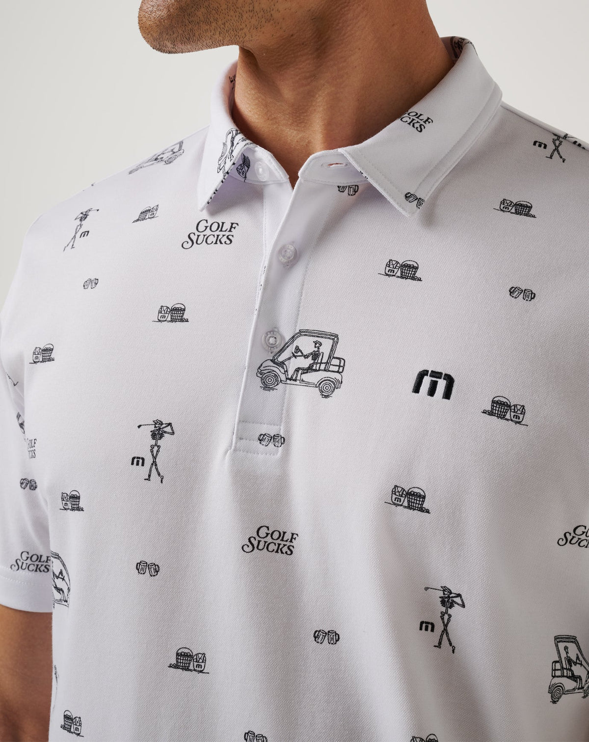 Golf Sucks Polo White | Travis Mathew