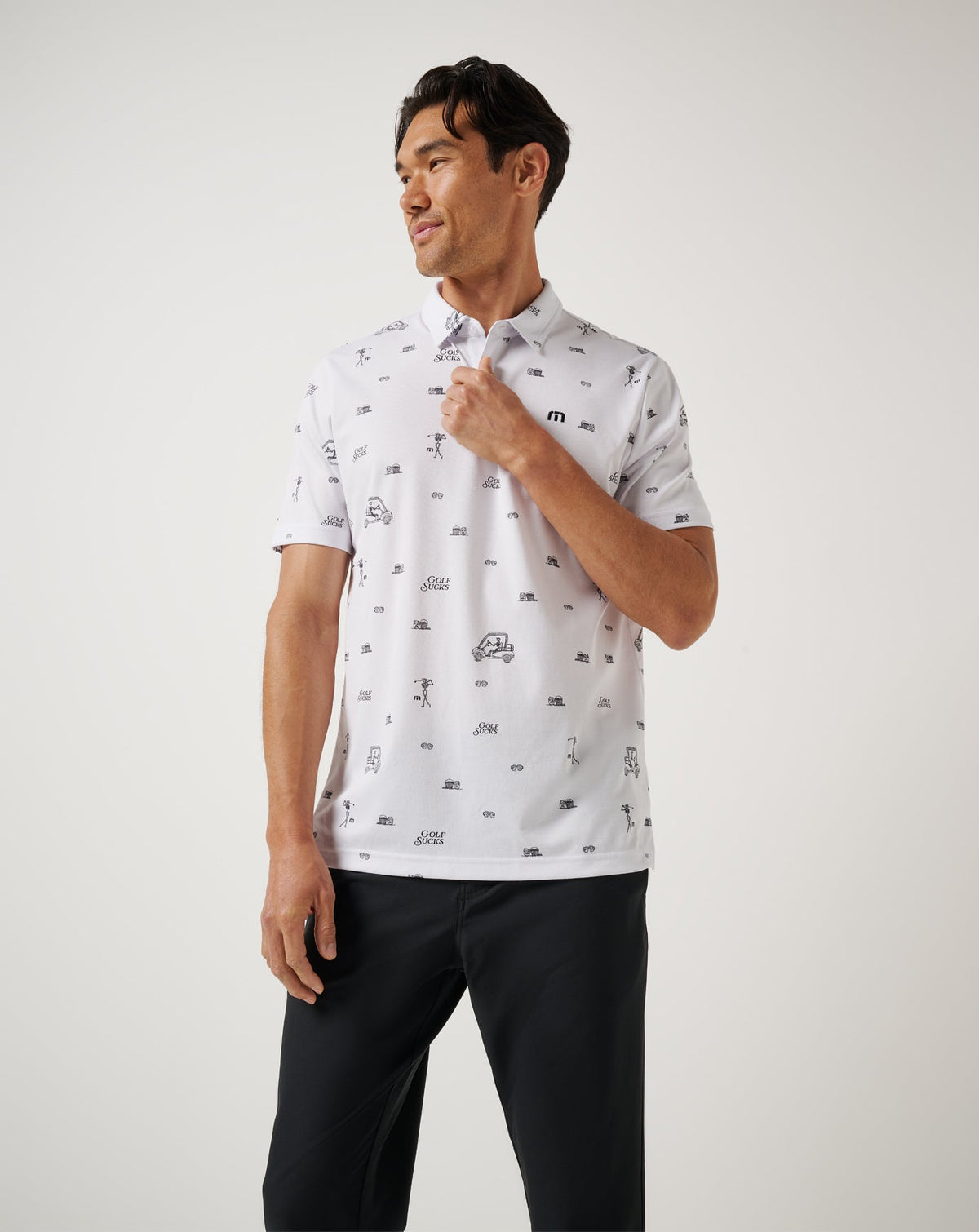 Golf Sucks Polo White | Travis Mathew