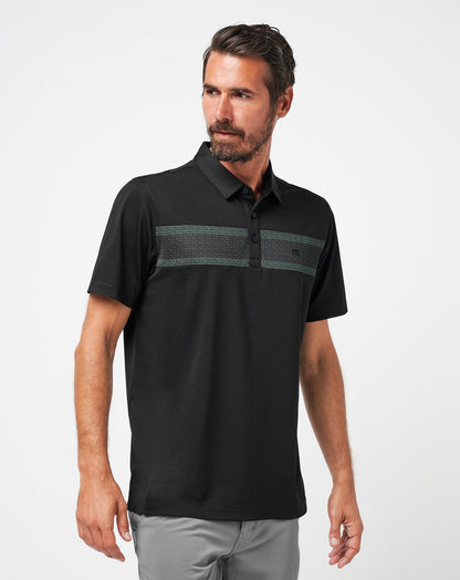 Good Good Chest Stripe Polo Black/Eggshell | Travis Mathew