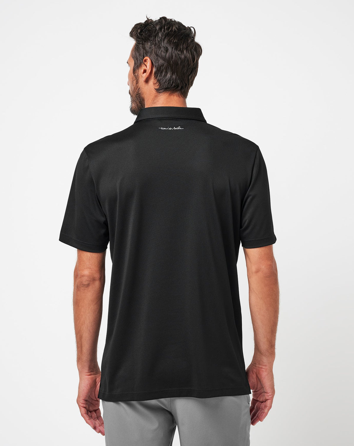 Good Good Chest Stripe Polo Black/Eggshell | Travis Mathew