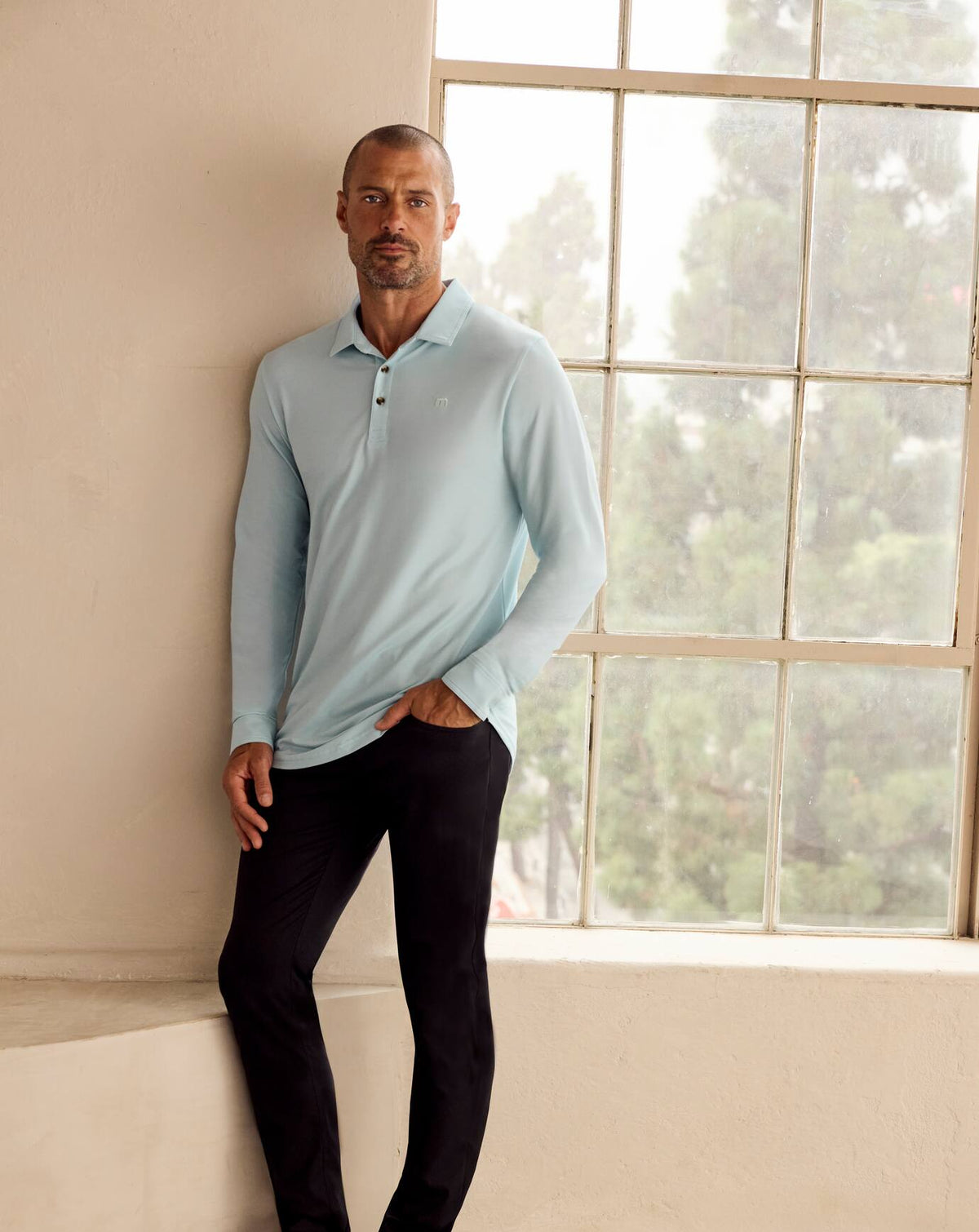 Featherweight Long Sleeve Polo Cory Blue | Travis Mathew
