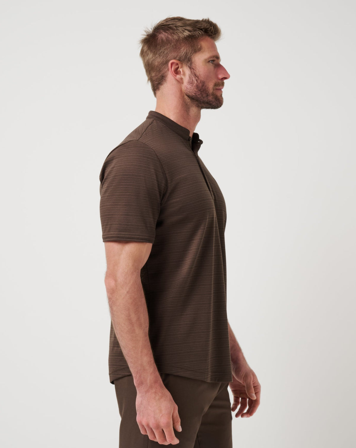 Winning Record Henley Polo Chocolate Brown | Travis Mathew