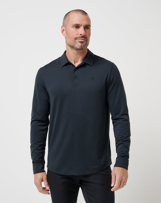 Featherweight Long Sleeve Polo Black | Travis Mathew