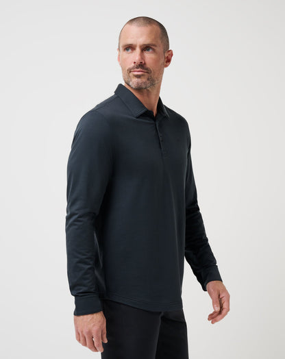 Featherweight Long Sleeve Polo Black | Travis Mathew