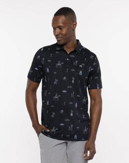 Acai Palm Polo Black | Travis Mathew