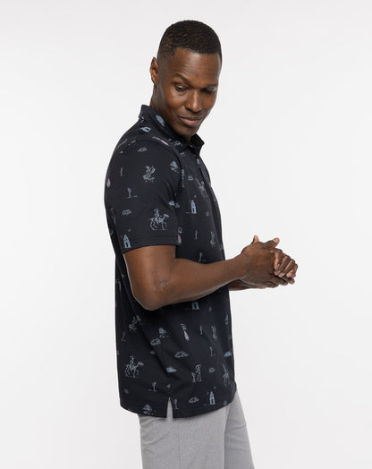 Acai Palm Polo Black | Travis Mathew