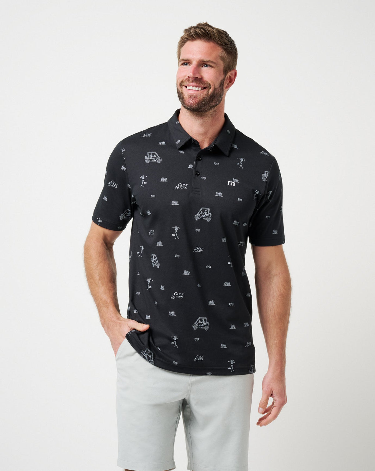 Golf Sucks Polo Black | Travis Mathew