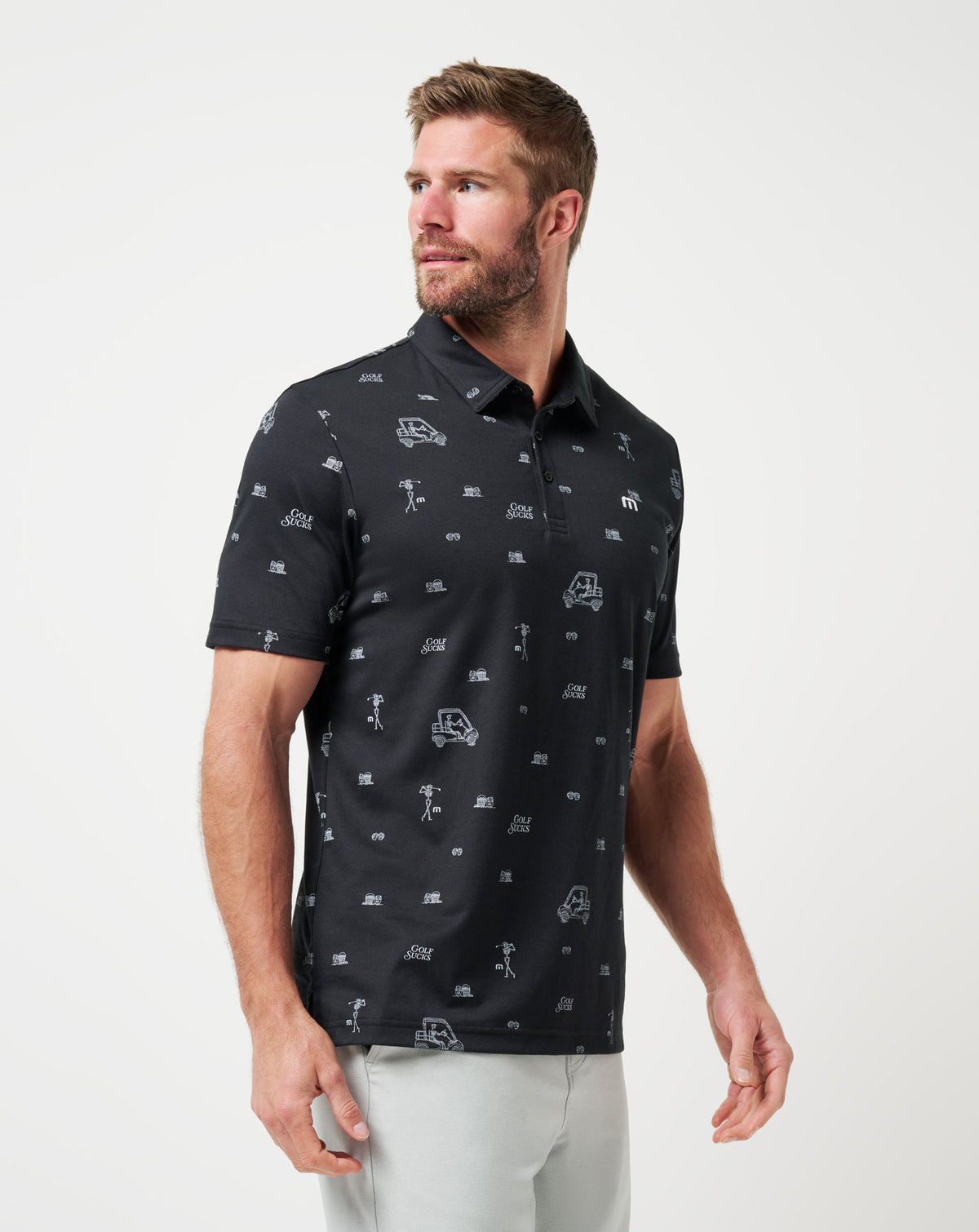 Golf Sucks Polo Black | Travis Mathew