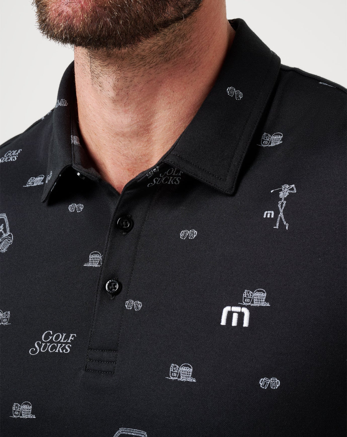 Golf Sucks Polo Black | Travis Mathew