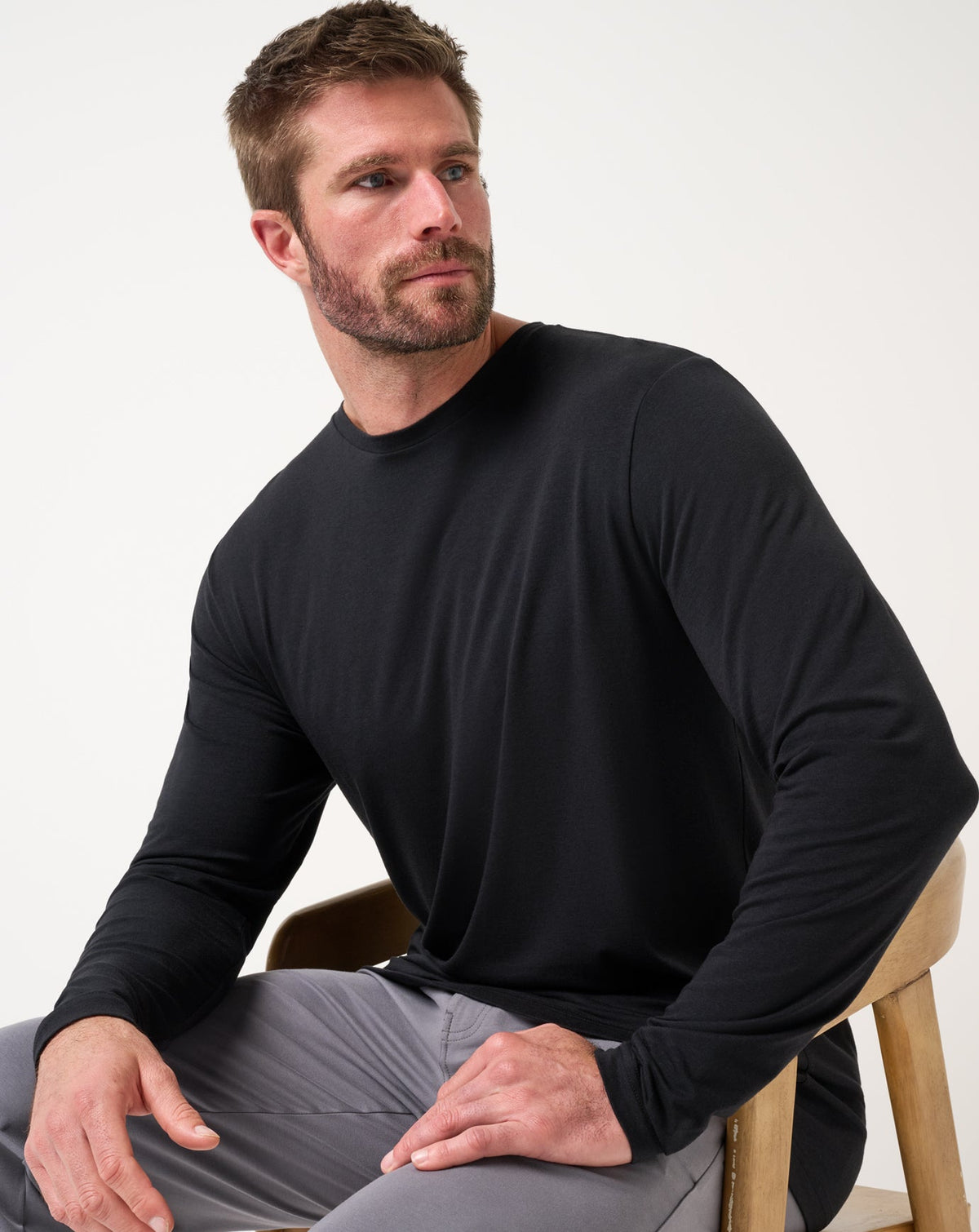 Cloud Crew Long Sleeve Tee Black | Travis Mathew