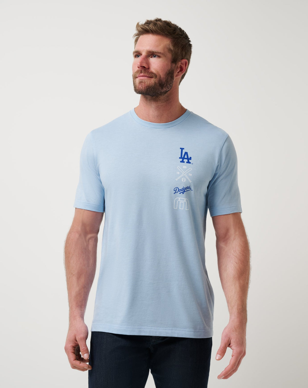 Los Angeles Dodgers Sunset Slam 2.0 Tee Heather Blue | Travis Mathew