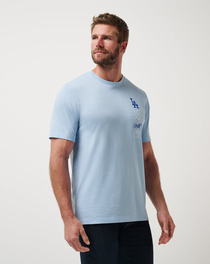 Los Angeles Dodgers Sunset Slam 2.0 Tee Heather Blue | Travis Mathew