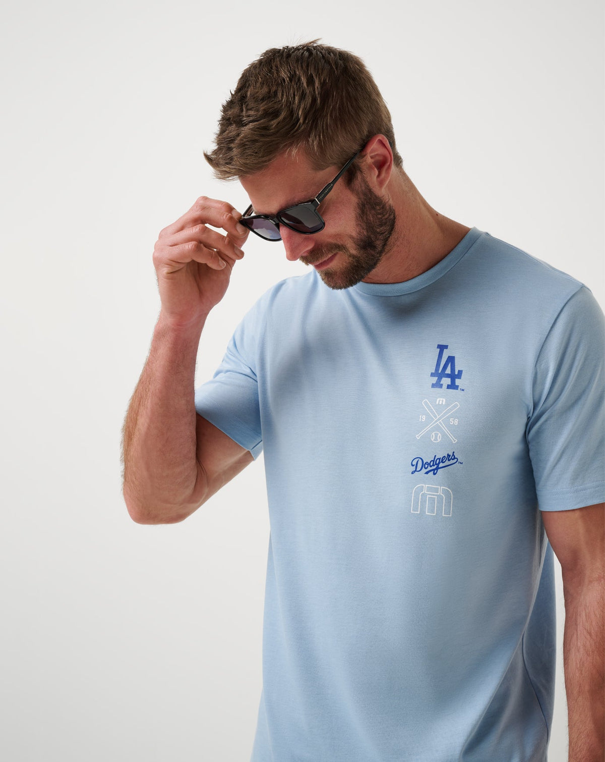 Los Angeles Dodgers Sunset Slam 2.0 Tee Heather Blue | Travis Mathew