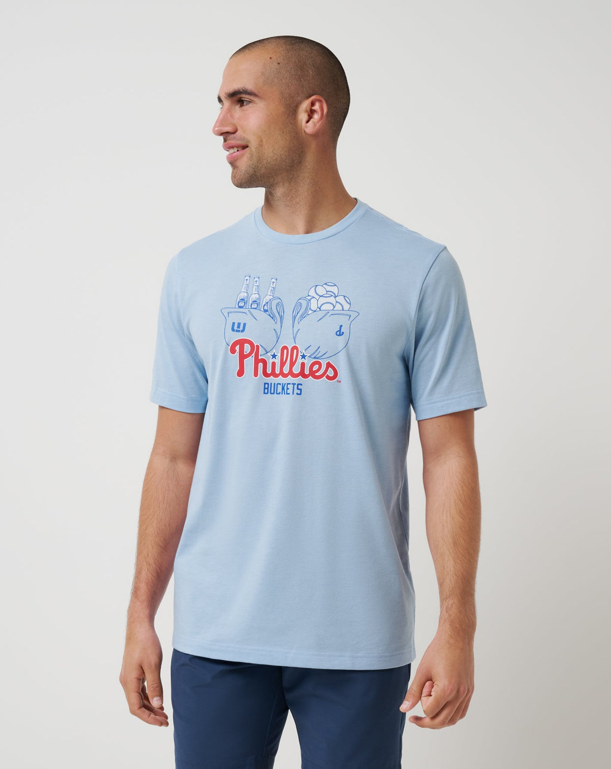 Philadelphia Phillies Strike Two Tee Heather Blue | Travis Mathew