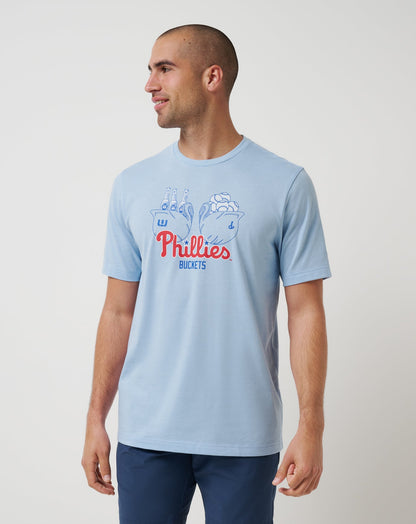 Philadelphia Phillies Strike Two Tee Heather Blue | Travis Mathew