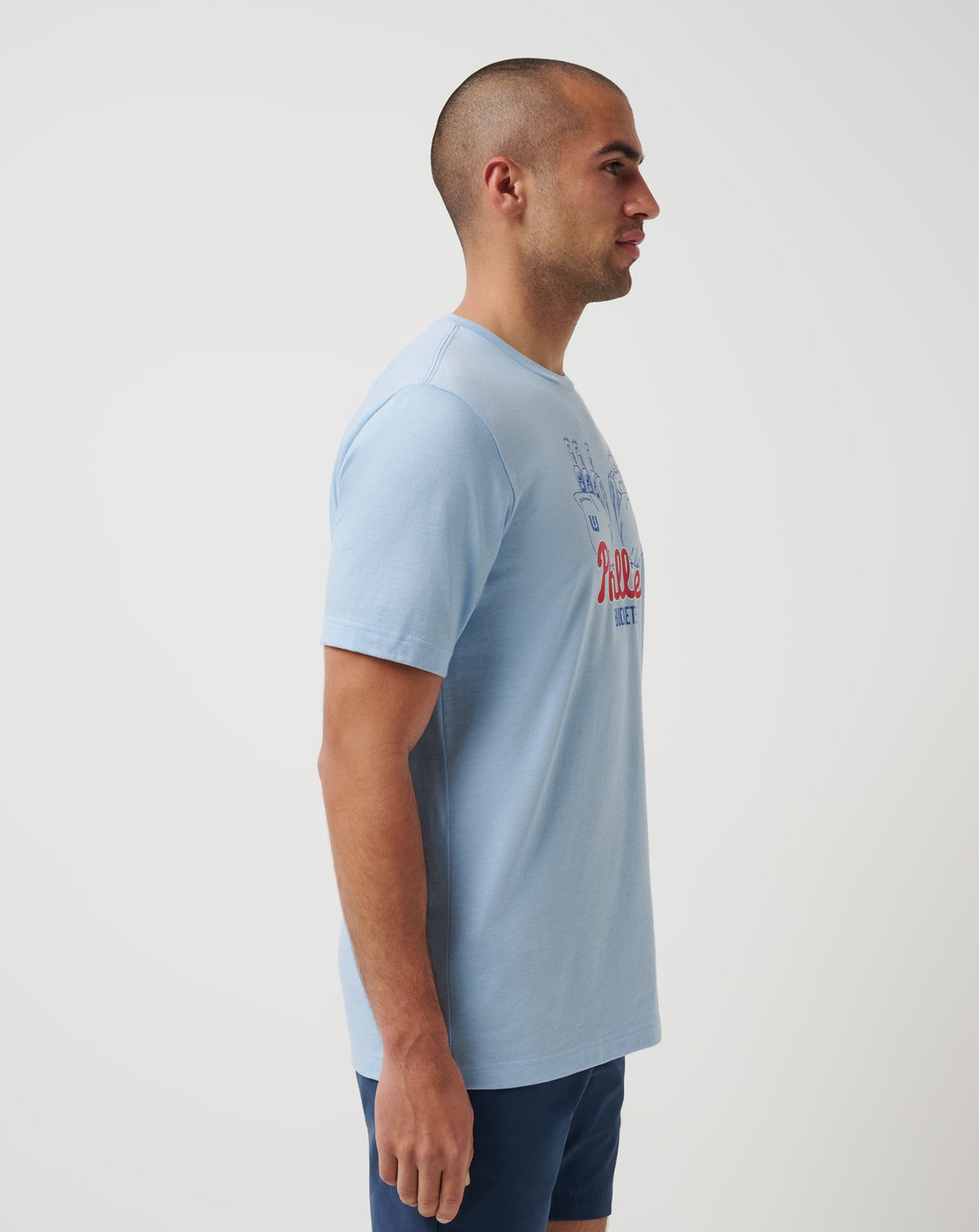 Philadelphia Phillies Strike Two Tee Heather Blue | Travis Mathew