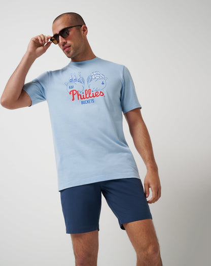 Philadelphia Phillies Strike Two Tee Heather Blue | Travis Mathew