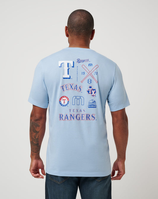 Texas Rangers Friendly Rivalry Tee Heather Blue | Travis Mathew