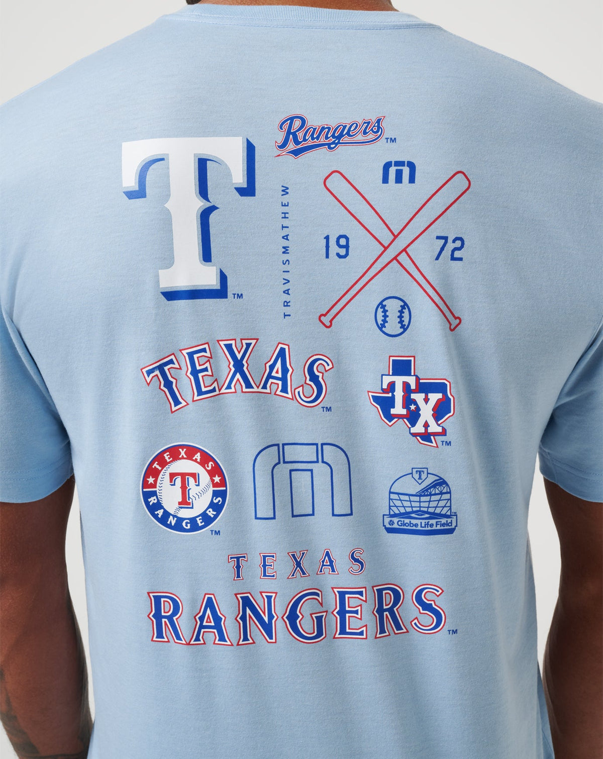 Texas Rangers Friendly Rivalry Tee Heather Blue | Travis Mathew
