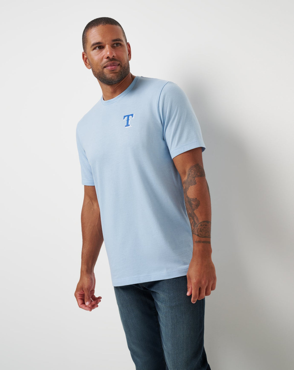 Texas Rangers Friendly Rivalry Tee Heather Blue | Travis Mathew