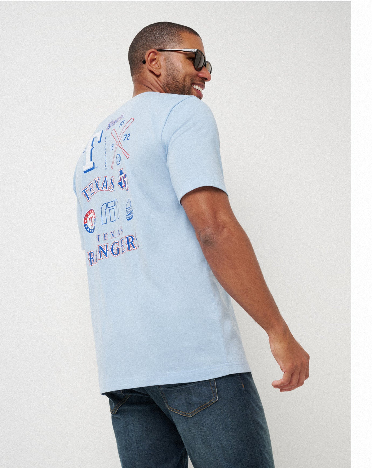 Texas Rangers Friendly Rivalry Tee Heather Blue | Travis Mathew