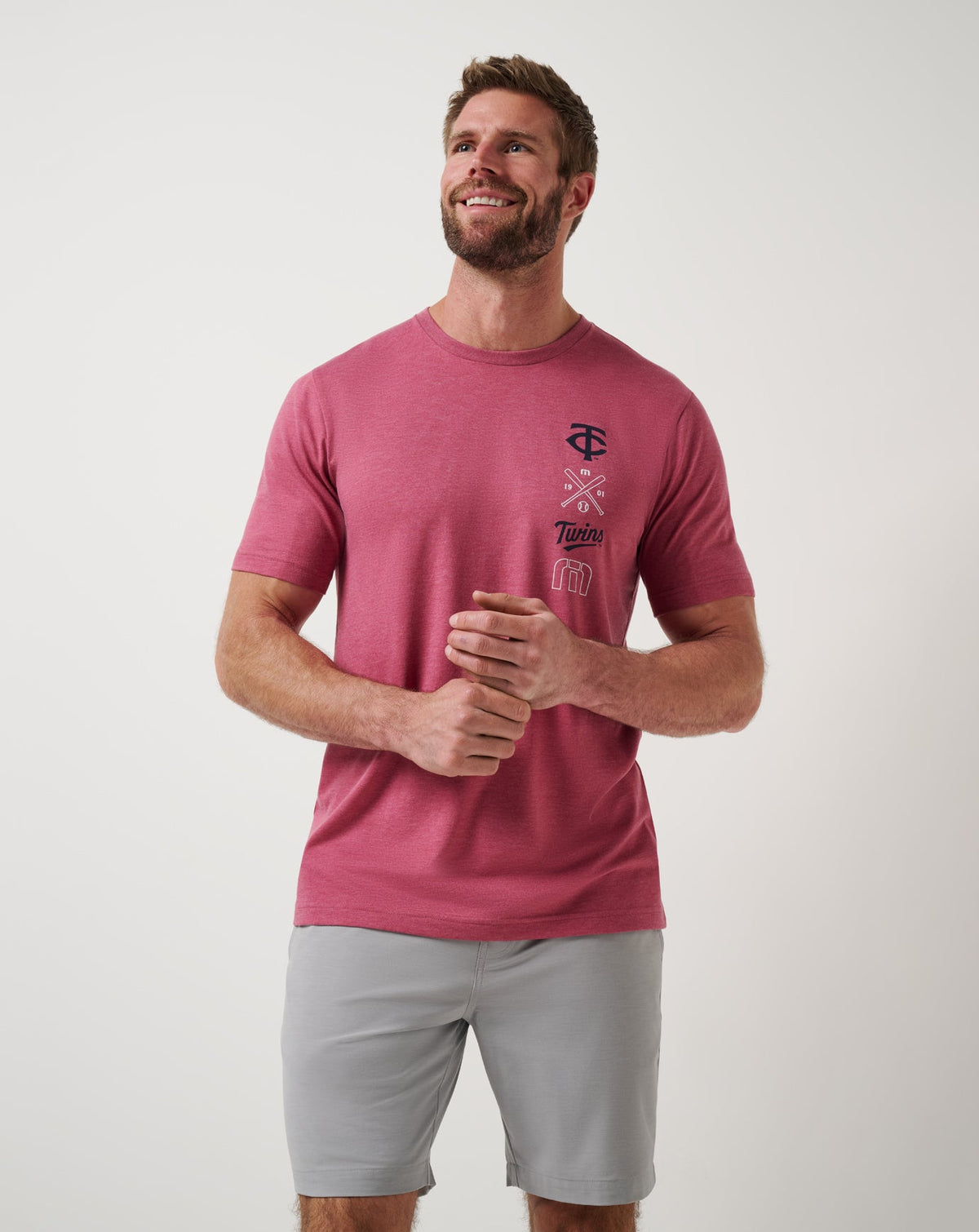 Minnesota Twins Sunset Slam 2.0 Tee Heather Red | Travis Mathew