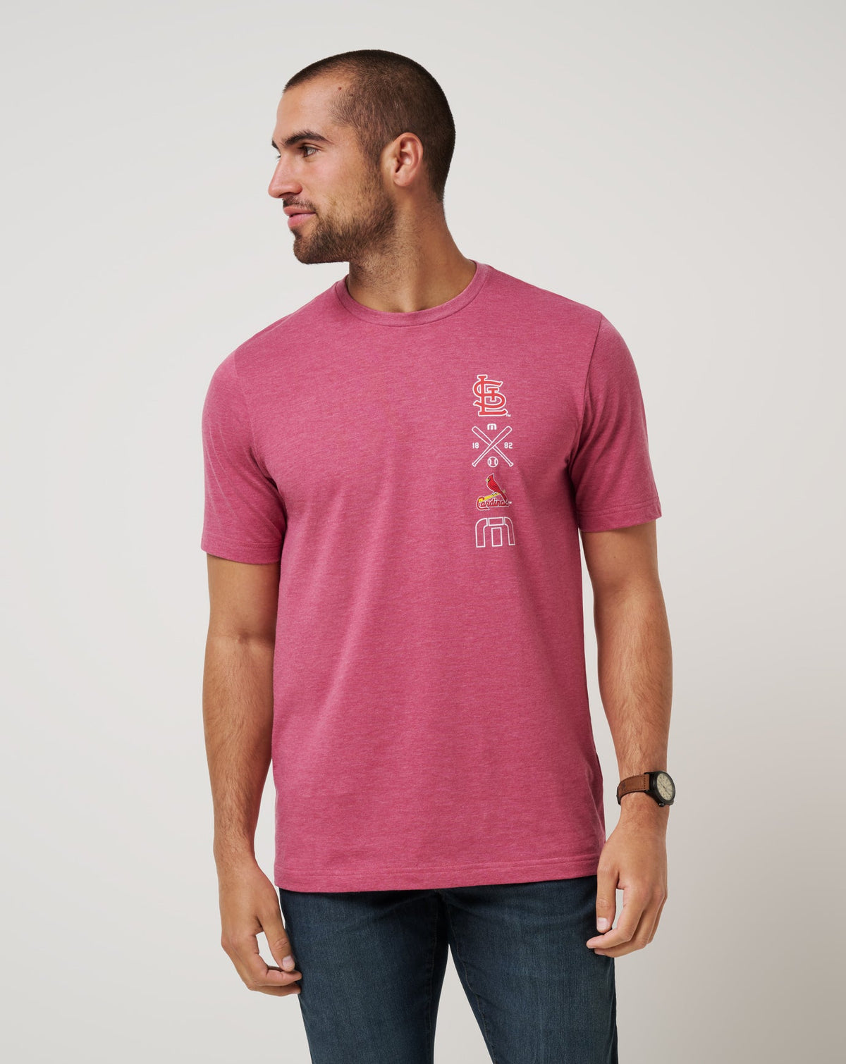 St Louis Cardinals Sunset Slam 2.0 Tee Heather Red | Travis Mathew