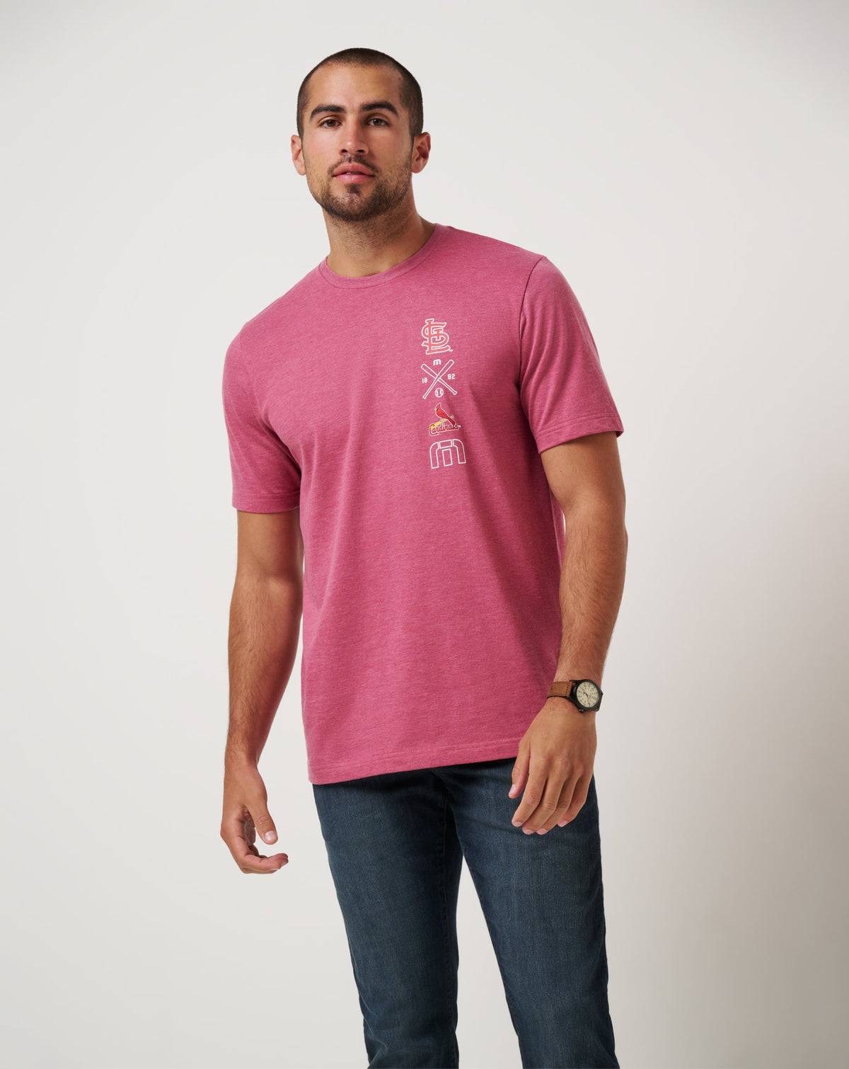 St Louis Cardinals Sunset Slam 2.0 Tee Heather Red | Travis Mathew