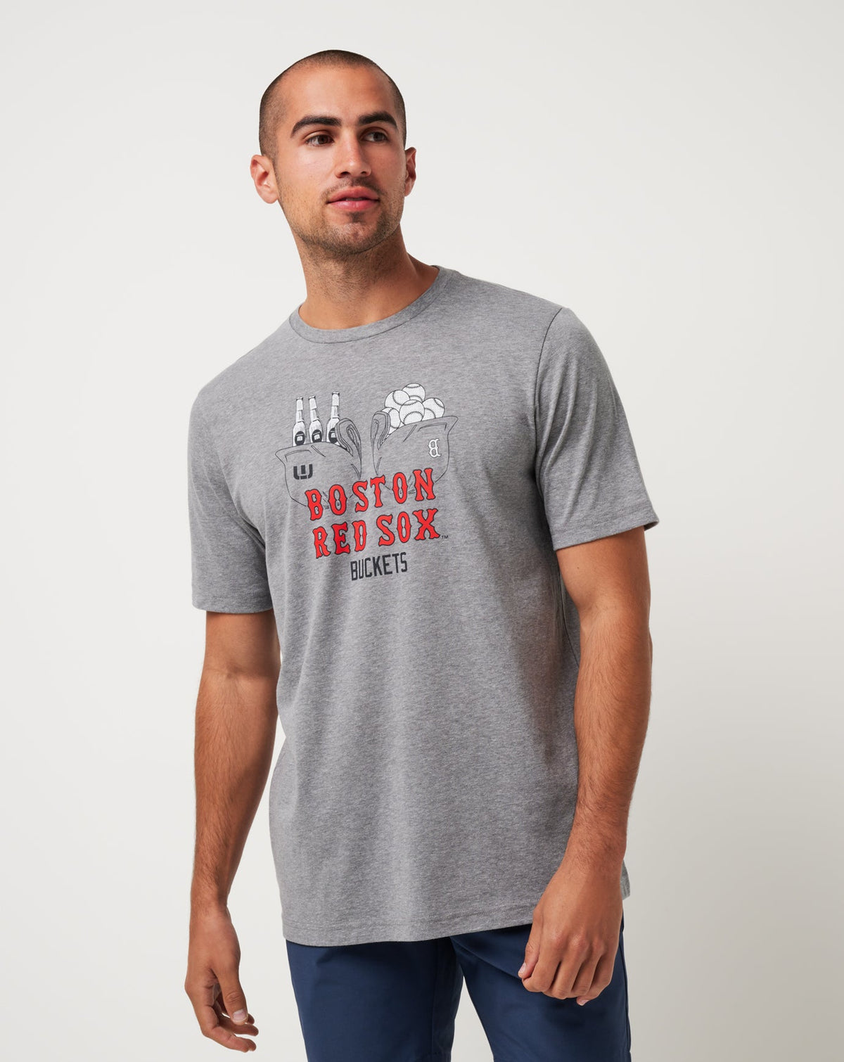 Boston Red Sox Strike One Tee Heather Grey | Travis Mathew