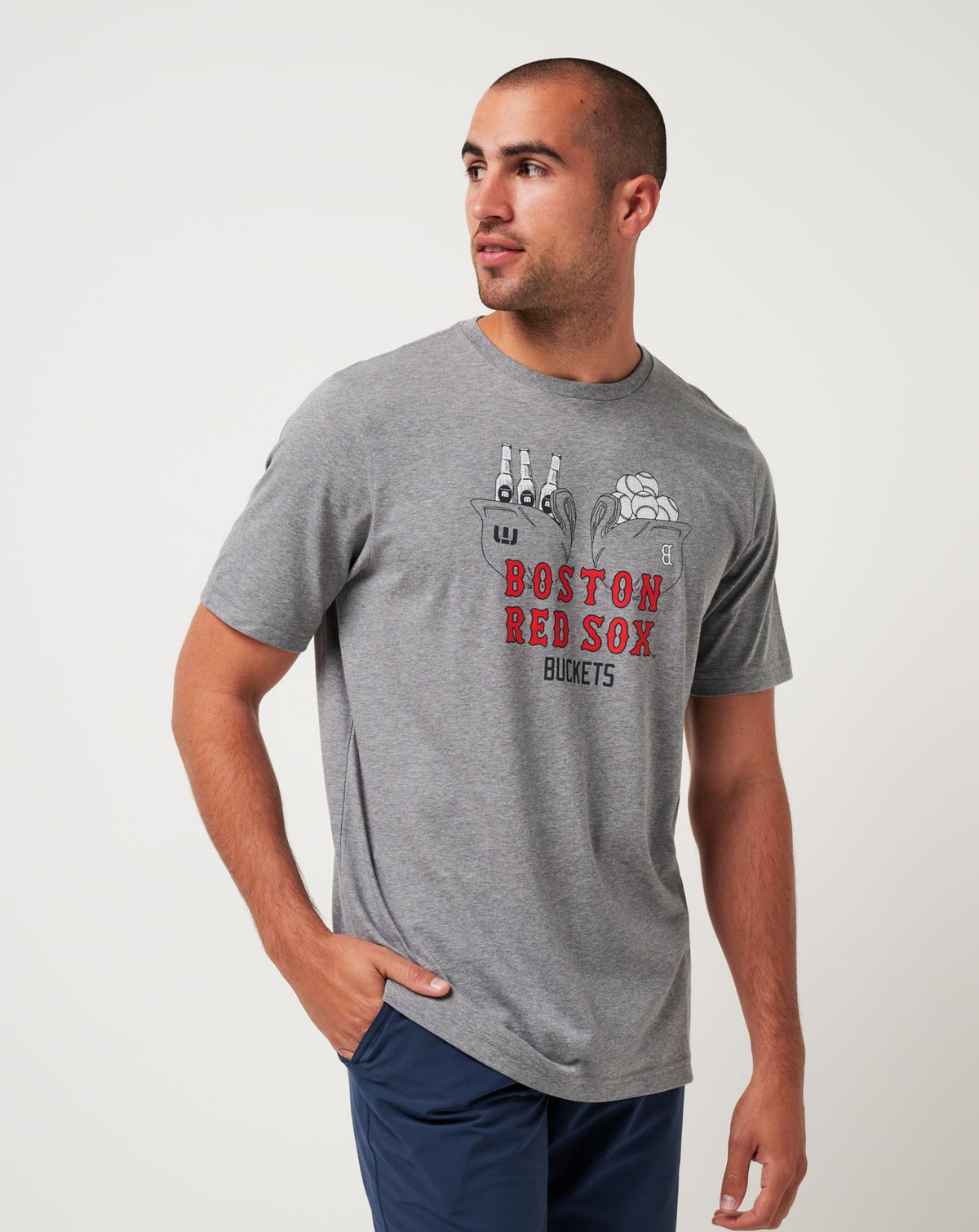 Boston Red Sox Strike One Tee Heather Grey | Travis Mathew