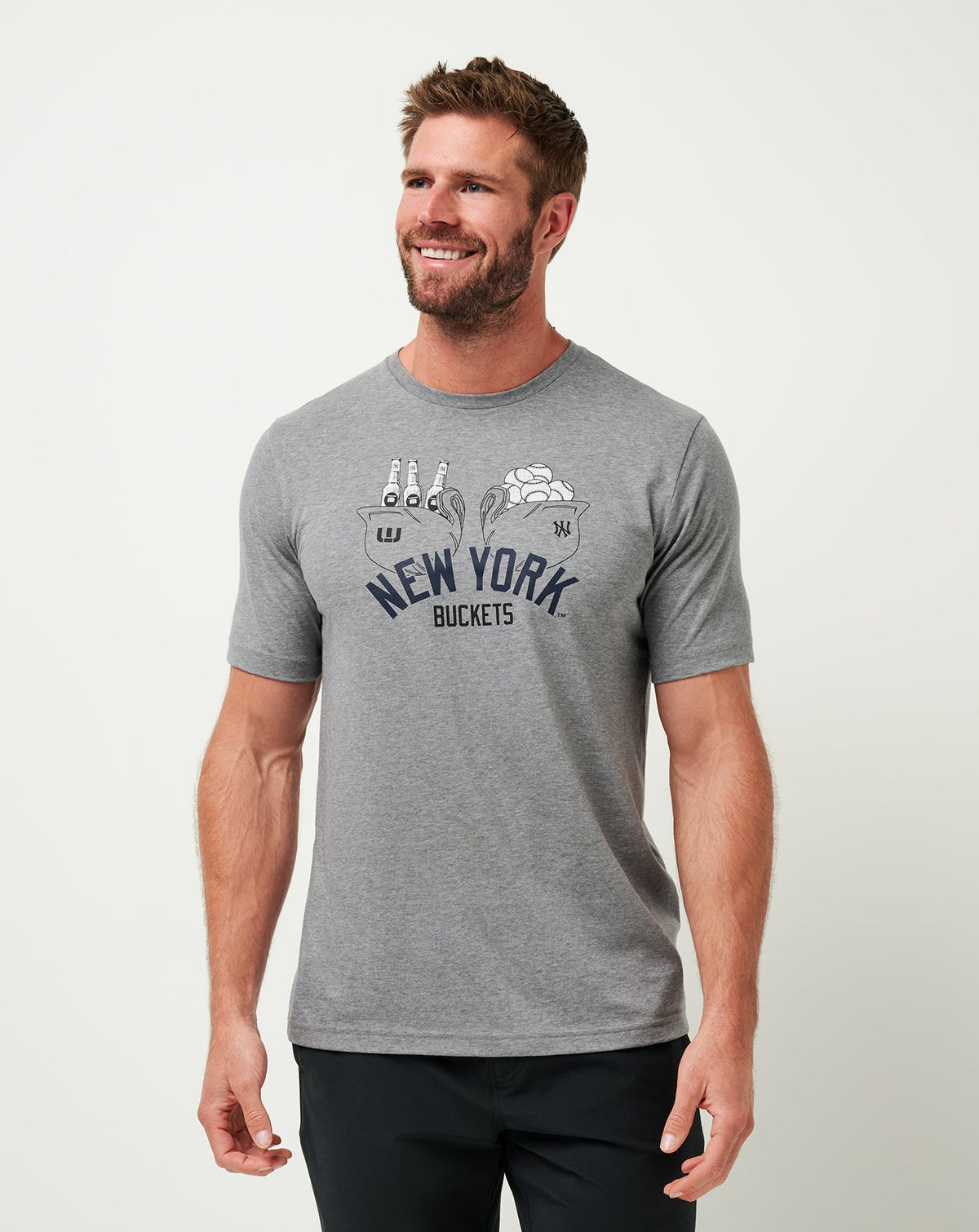 New York Yankees Strike One Tee Heather Grey | Travis Mathew