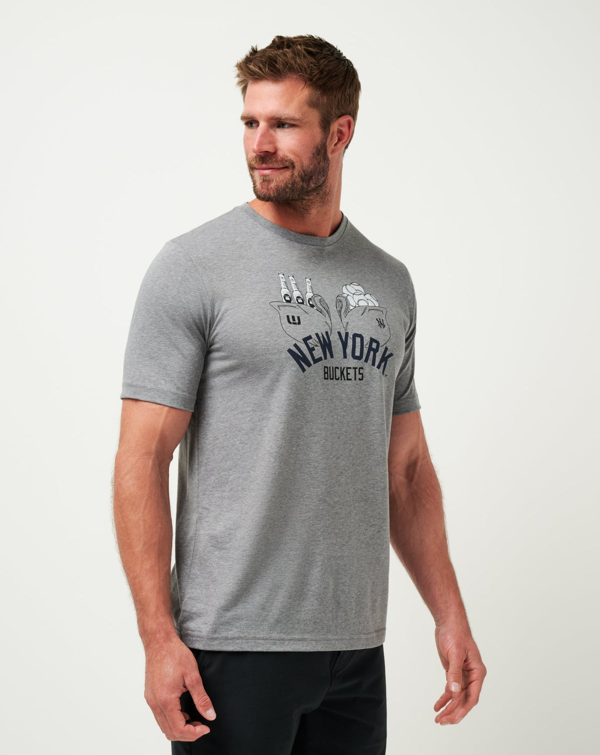 New York Yankees Strike One Tee Heather Grey | Travis Mathew