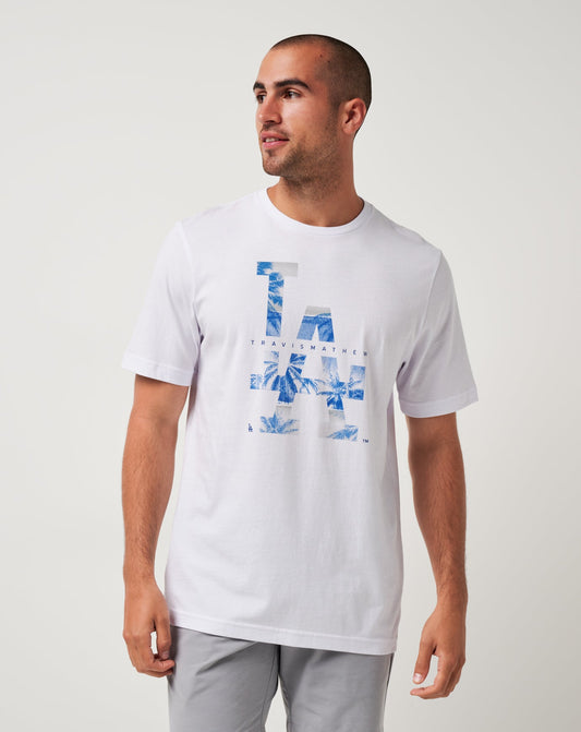 Los Angeles Dodgers Bleacher Breeze Tee White | Travis Mathew