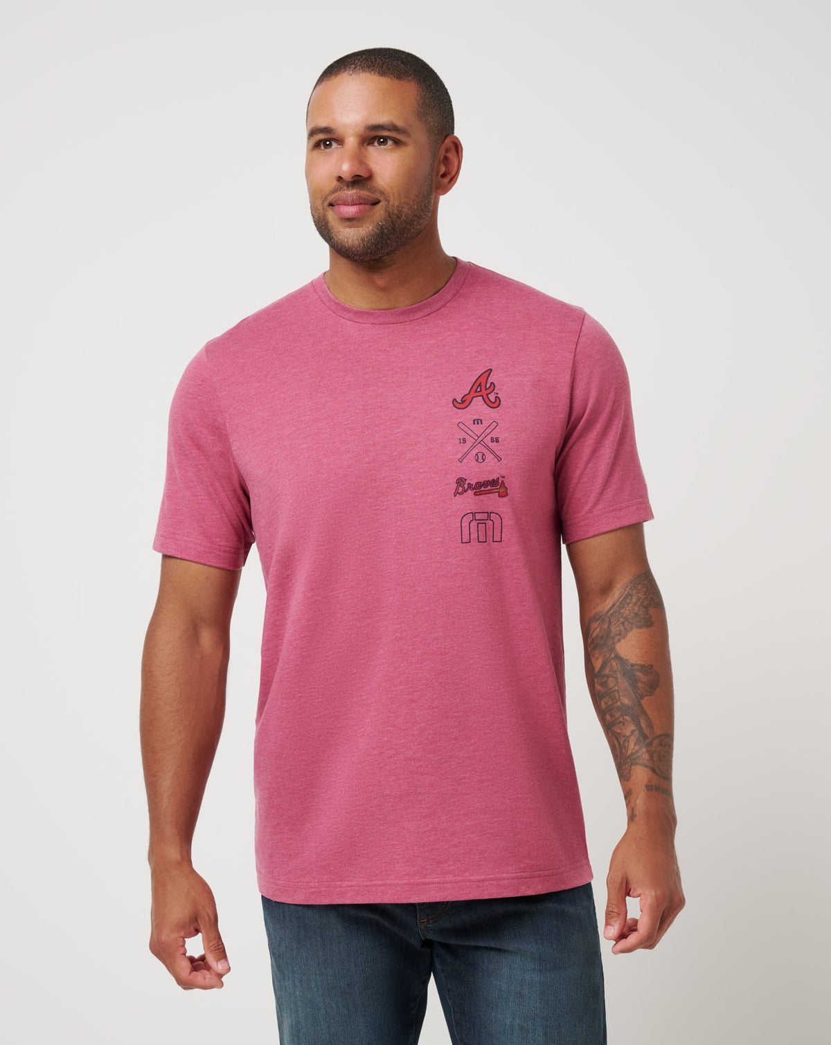 Atlanta Braves Sunset Slam 2.0 Tee Heather Red | Travis Mathew