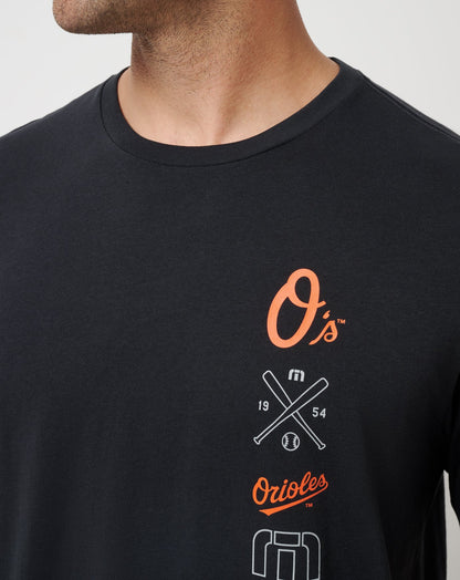 Baltimore Orioles Sunset Slam 2.0 Tee Black | Travis Mathew