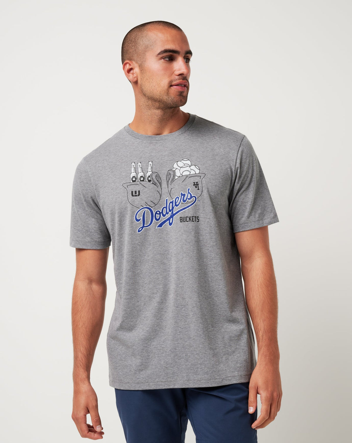 Los Angeles Dodgers Strike One Tee Heather Grey | Travis Mathew