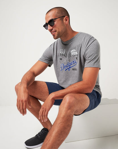 Los Angeles Dodgers Strike One Tee Heather Grey | Travis Mathew