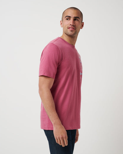 Texas Rangers Sunset Slam 2.0 Tee Heather Red | Travis Mathew