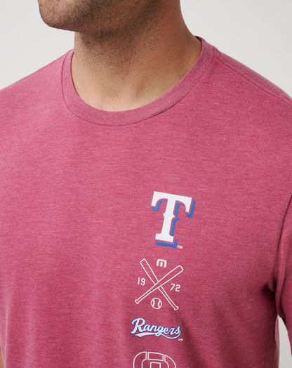 Texas Rangers Sunset Slam 2.0 Tee Heather Red | Travis Mathew