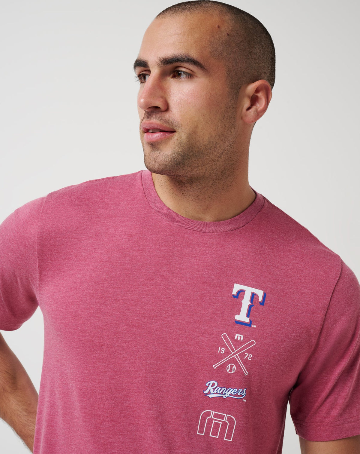 Texas Rangers Sunset Slam 2.0 Tee Heather Red | Travis Mathew