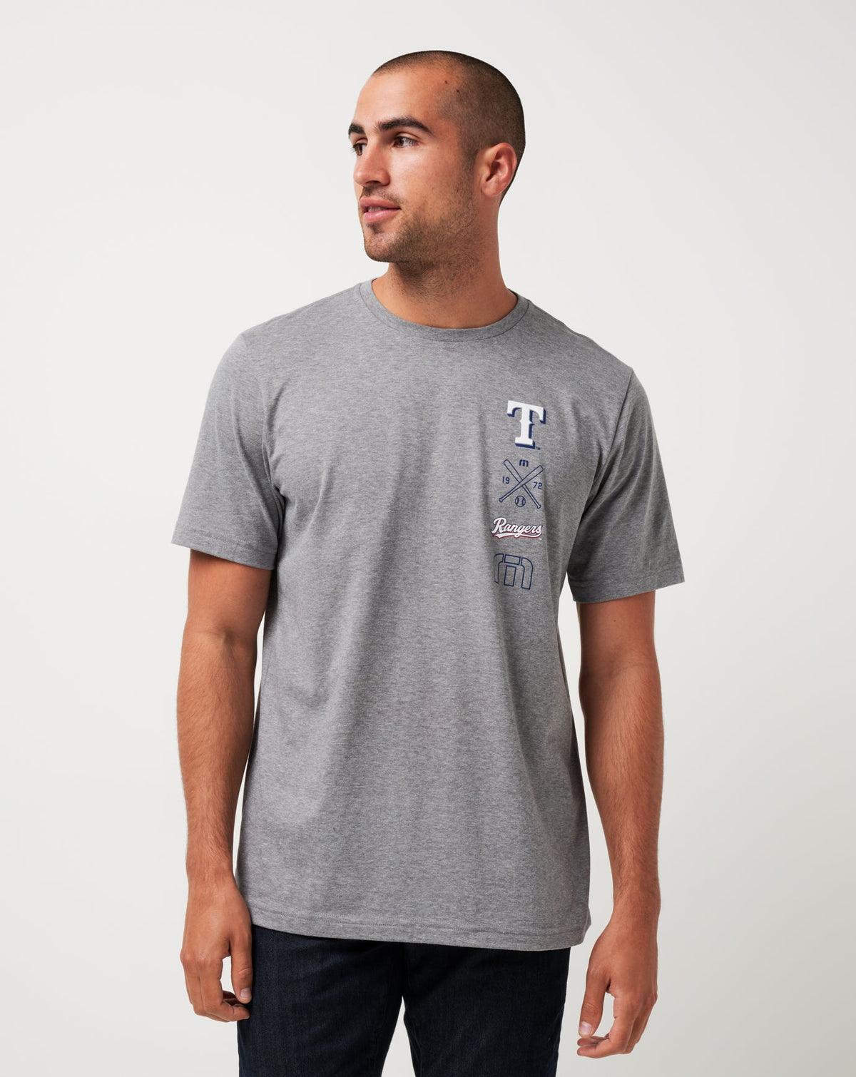 Texas Rangers Sunset Slam Tee Heather Grey | Travis Mathew